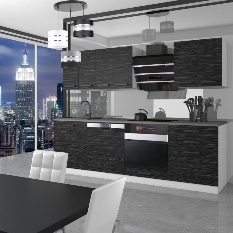 Belini Cucina Premium 240 cm royal ebony con piano di lavoro SUSAN Produttore TOR SUSAN/0/WT/HK/B/B1
