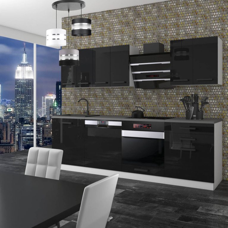 Belini Cucina Premium 240 cm nero lucido con piano di lavoro SUSAN Produttore INF SUSAN/0/WT/B/B/B1