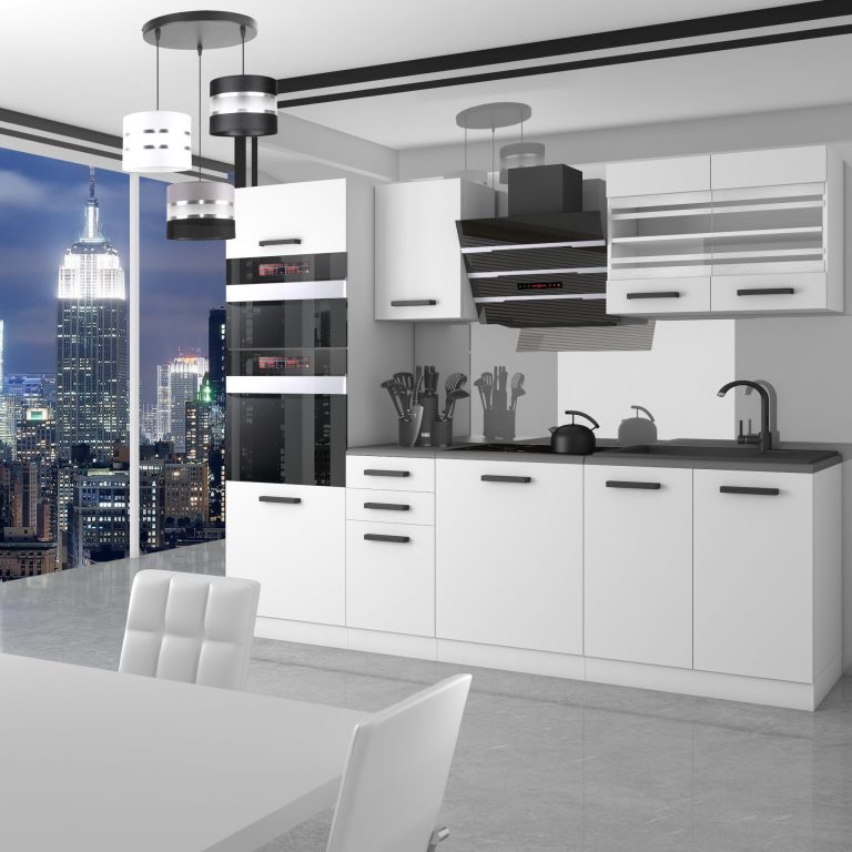 Belini Cucina Premium 240 cm bianco opaco senza piano di lavoro TRACY Produttore TOR TRACY/0/WT/WT/0/B1