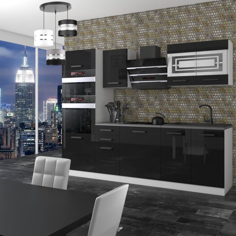 Belini Cucina Premium 240 cm nero lucido con piano di lavoro TRACY Produttore INF TRACY/0/WT/B/B/B1