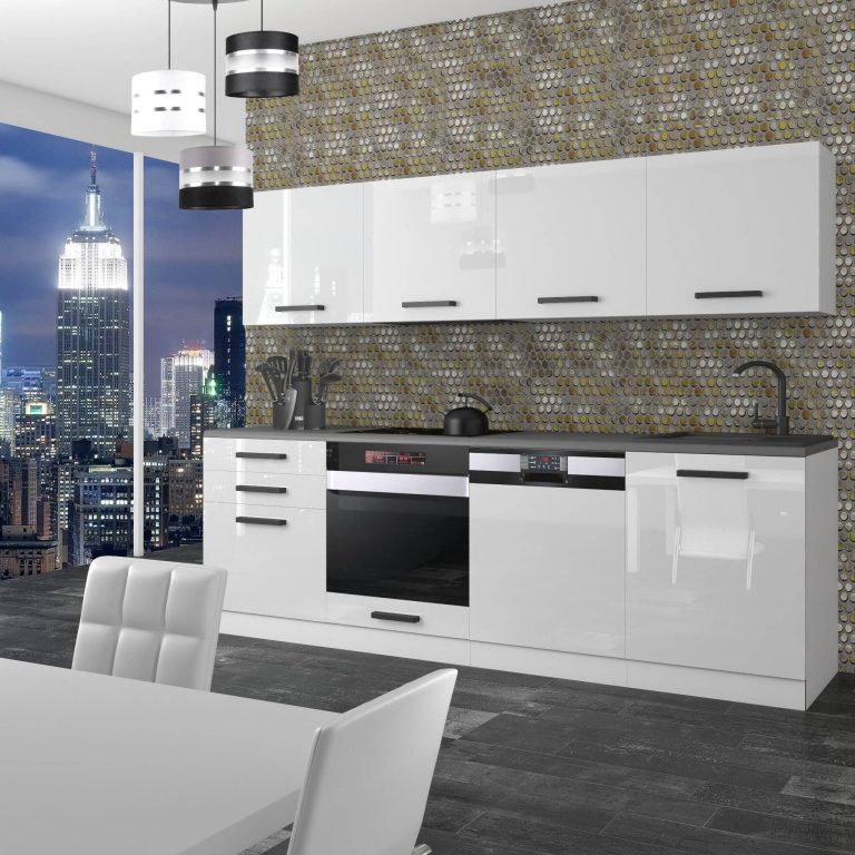 Belini Cucina Premium 240 cm bianco lucido senza piano di lavoro ALICE Produttore INF ALICE/0/WT/W/0/ B1