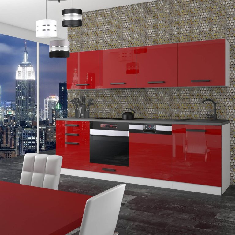Belini Cucina Premium 240 cm rosso lucido senza piano di lavoro ALICE Produttore  INF ALICE/0/WT/R/0/B1