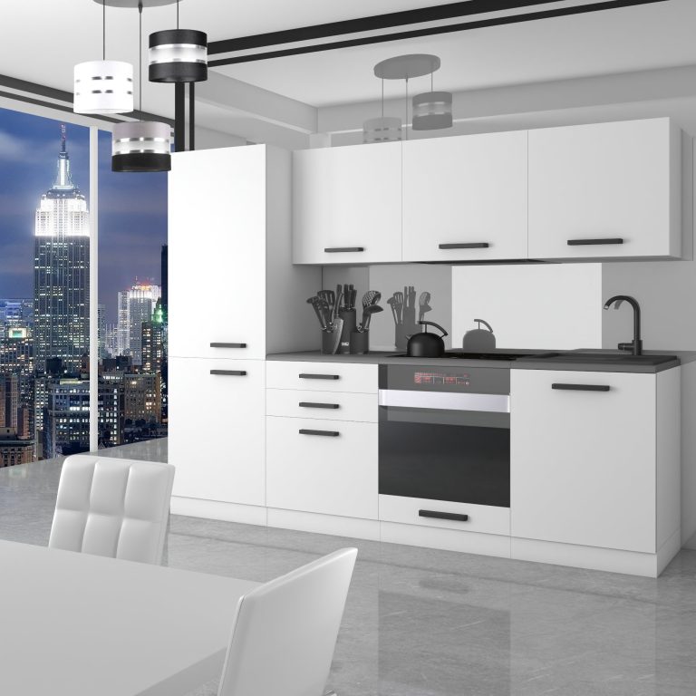 Belini Cucina Premium 240 cm bianco opaco senza piano di lavoro SANDY Produttore TOR SANDY/0/WT/WT/0/B1