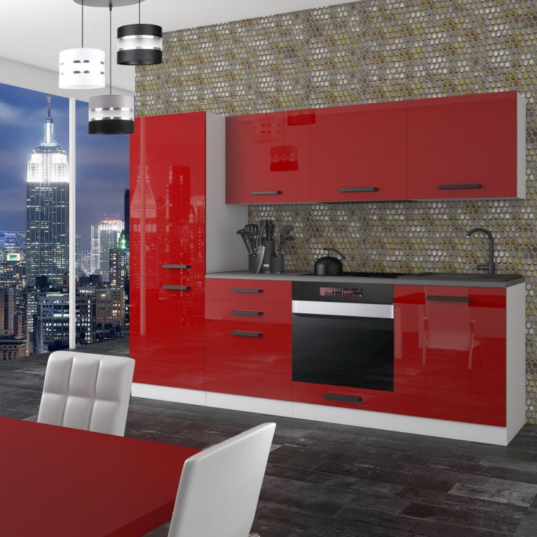 Belini Cucina Premium 240 cm rosso lucido senza piano di lavoro SANDY Produttore INF SANDY/0/WT/R/0/B1