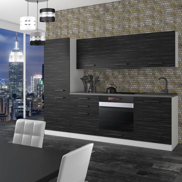 Belini Cucina Premium 240 cm royal ebano con piano di lavoro SANDY Produttore TOR SANDY/0/WT/HK/B/B1