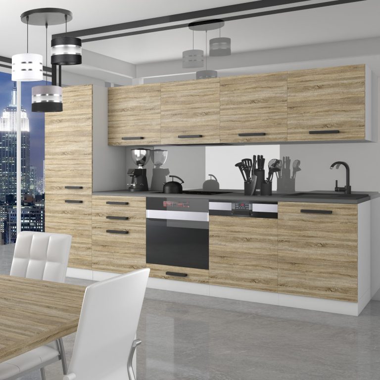 Belini Cucina Premium 300 cm rovere Sonoma senza piano di lavoro ROSE Produttore TOR ROSE/0/WT/DS/0/B1