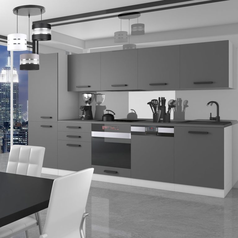 Belini Cucina Premium 300 cm grigio opaco senza piano di lavoro ROSE Produttore TOR ROSE/0/WT/SR/0/B1