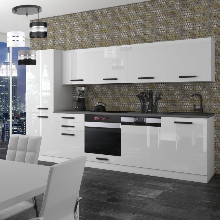 Belini Cucina Premium 300 cm bianco lucido senza piano di lavoro ROSE Produttore INF ROSE/0/WT/W/0/B1