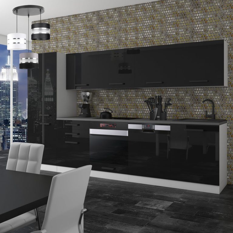 Belini Cucina Premium 300 cm nero lucido senza piano di lavoro ROSE Produttore INF ROSE/0/WT/B/0/B1