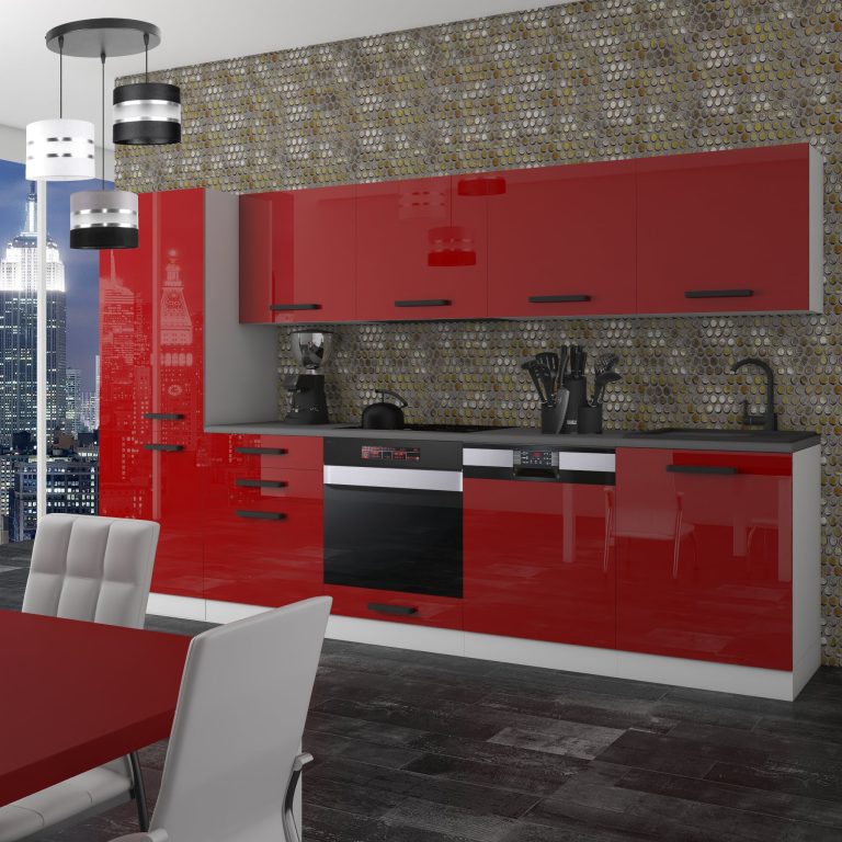 Belini Cucina Premium 300 cm rosso lucido senza piano di lavoro ROSE Produttore INF ROSE/0/WT/R/0/B1