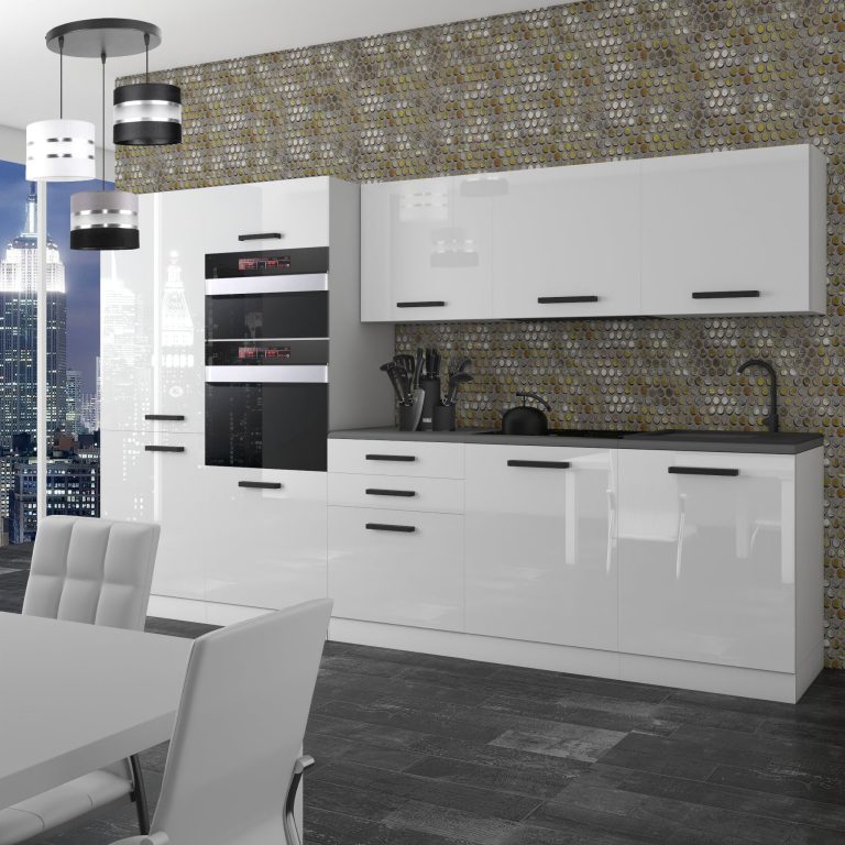 Belini Cucina Premium 300 cm bianco lucido senza piano di lavoro GRACE Produttore INF GRACE/0/WT/W/0/B1