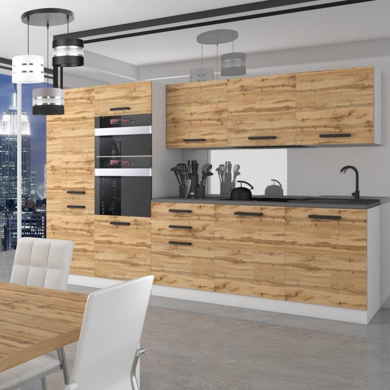 Belini Cucina Premium 300 cm rovere Wotan con piano di lavoro GRACE Produttore TOR GRACE/0/WT/DW/B/B1