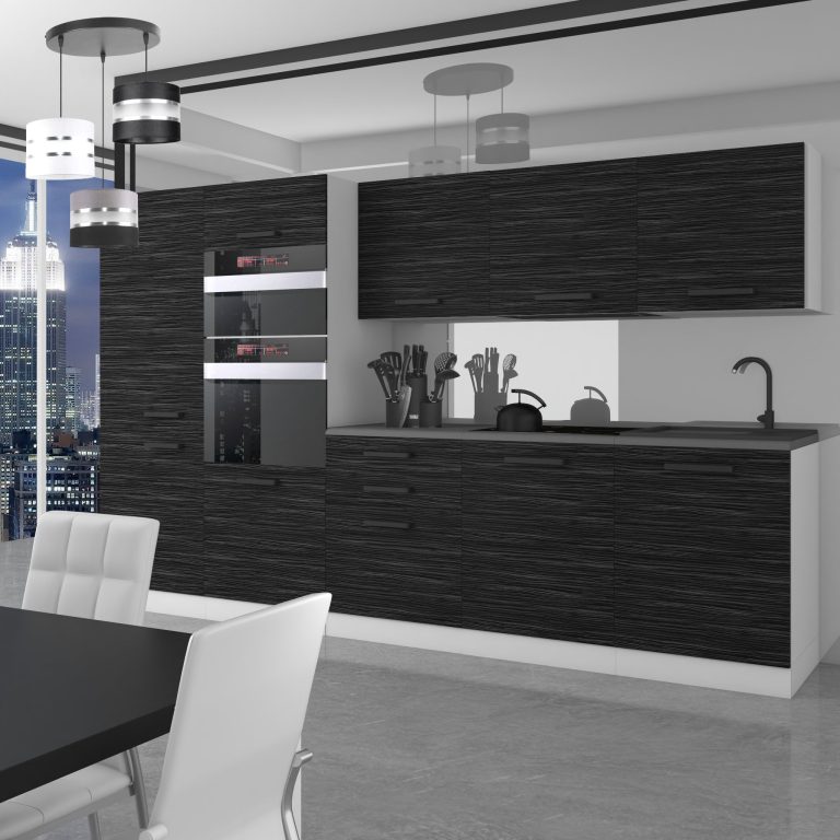 Belini Cucina Premium 300 cm royal ebony con piano di lavoro GRACE Produttore TOR GRACE/0/WT/HK/B/B1