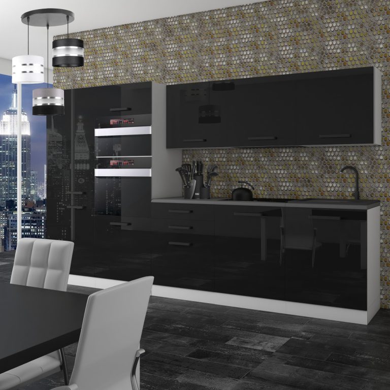 Belini Cucina Premium 300 cm nero lucido con piano di lavoro GRACE Produttore INF GRACE/0/WT/B/B/B1