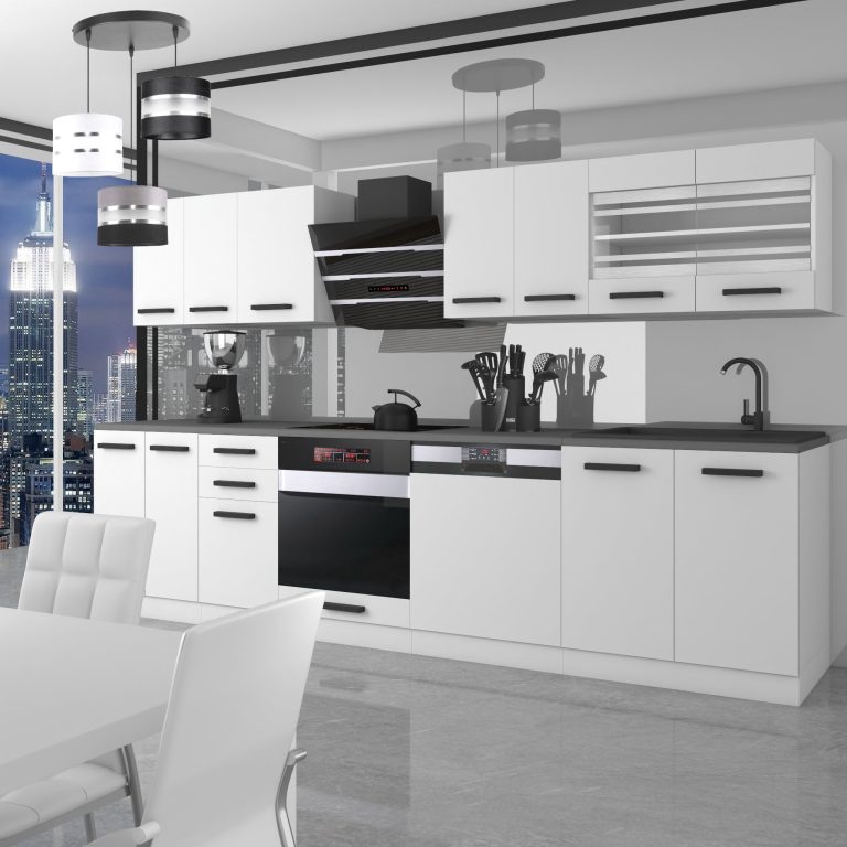Belini Cucina Premium 300 cm bianco opaco senza piano di lavoro LUCY Produttore TOR LUCY/0/WT/WT/0/B1