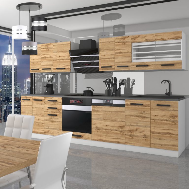 Belini Cucina Premium 300 cm rovere Wotan senza piano di lavoro LUCY Produttore TOR LUCY/0/WT/DW/0/B1