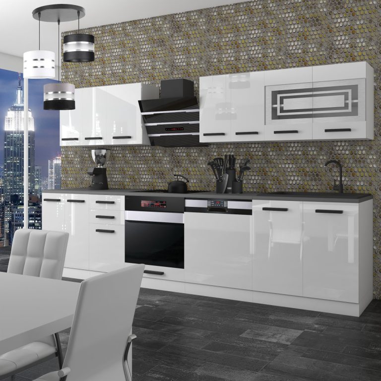 Belini Cucina Premium 300 cm bianco lucido senza piano di lavoro LUCY Produttore INF LUCY/0/WT/W/0/B1