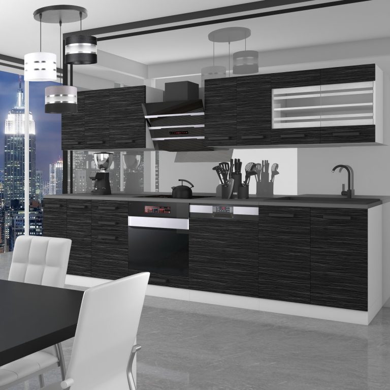 Belini Cucina Premium 300 cm royal ebony con piano di lavoro LUCY Produttore TOR LUCY/0/WT/HK/B/B1