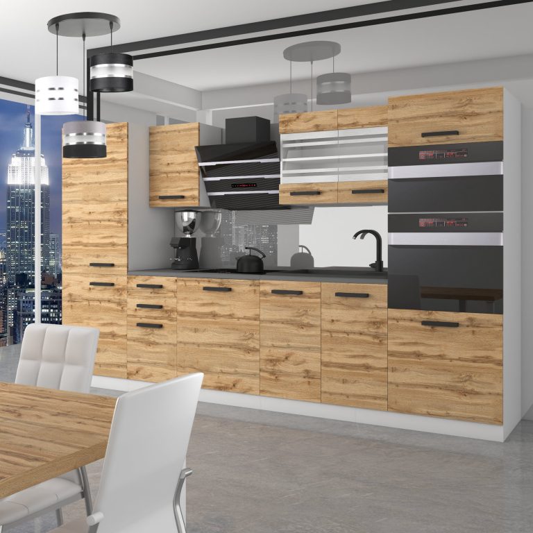 Belini Cucina Premium 300 cm rovere Wotan senza piano di lavoro MILA Produttore TOR MILA/0/WT/DW/0/B1