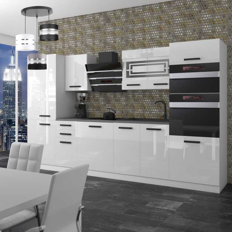 Belini Cucina Premium 300 cm bianco lucido senza piano di lavoro MILA Produttore INF MILA/0/WT/W/0/B1