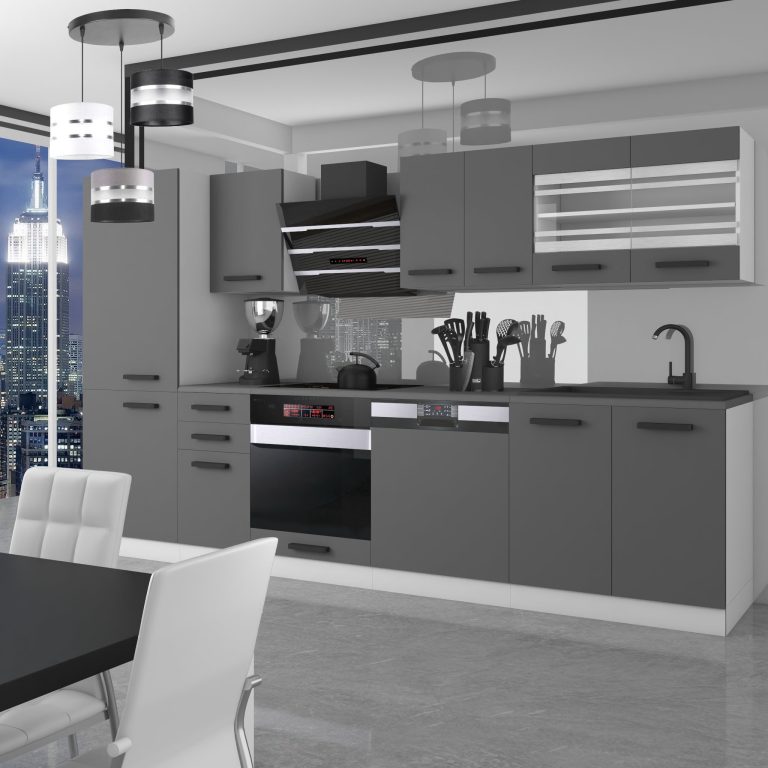Belini Cucina Premium 300 cm grigio opaco senza piano di lavoro CINDY Produttore TOR CINDY/0/WT/SR/0/B1