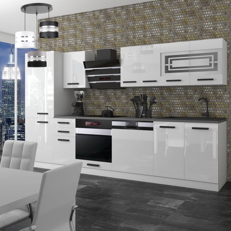 Belini Cucina Premium 300 cm bianco lucido senza piano di lavoro CINDY Produttore INF CINDY/0/WT/W/0/B1