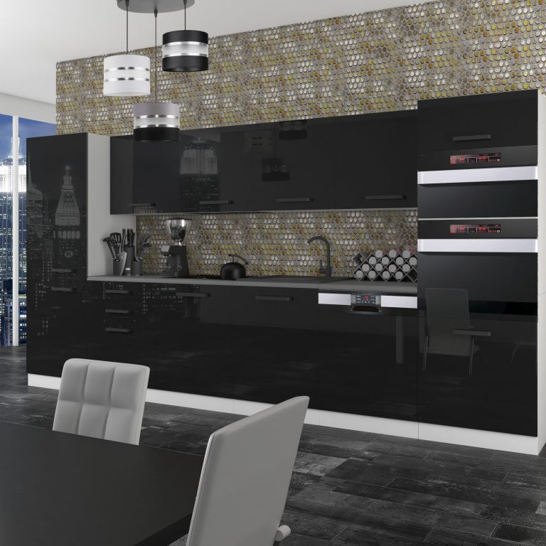 Belini Cucina Premium 360 cm nero lucido senza piano di lavoro NAOMI Produttore INF NAOMI/0/WT/B/0/B1
