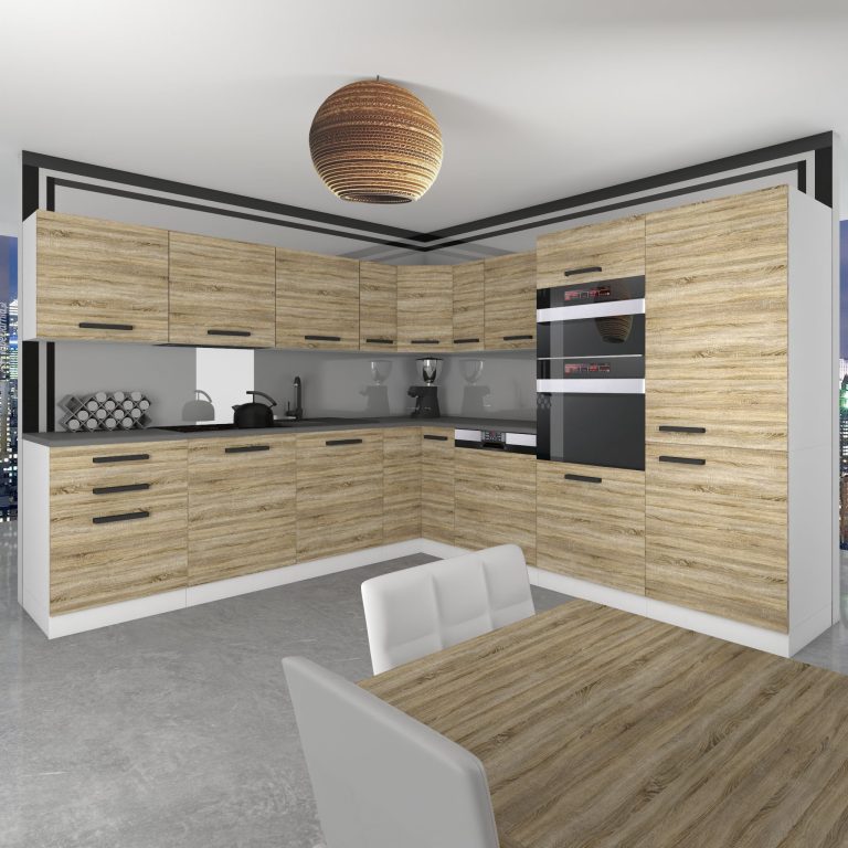 Belini Cucina Premium 540 cm rovere Sonoma senza piano di lavoro JANE Produttore TOR JANE/0/WT/DS/0/B1