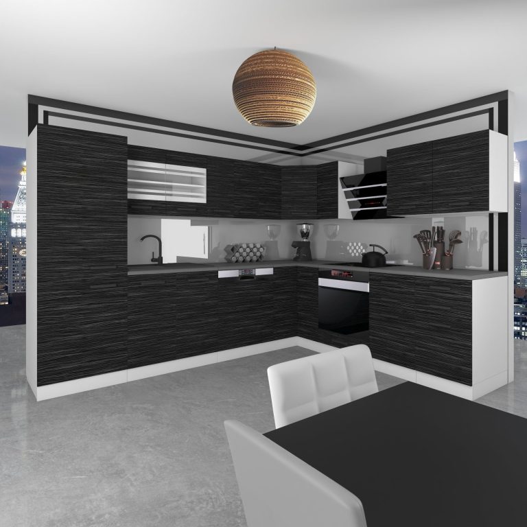Belini Premium cucina ad angolo 520 cm royal ebony senza piano di lavoro JULIE Produttore TOR JULIE/0/WT/HK/0/B1