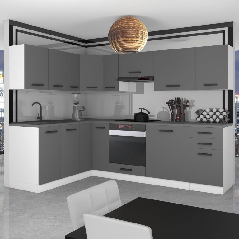 Belini Cucina Premium 420 cm grigio opaco antracite con piano di lavoro Produttore TOR JANET/0/WT/SR/B/B1
