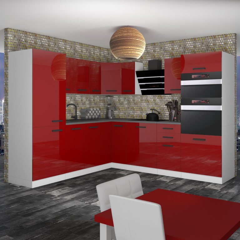 Belini Cucina angolare Belini Premium 480 cm rosso lucido senza piano di lavoro STACY Produttore INF STACY/0/WT/R/0/B1