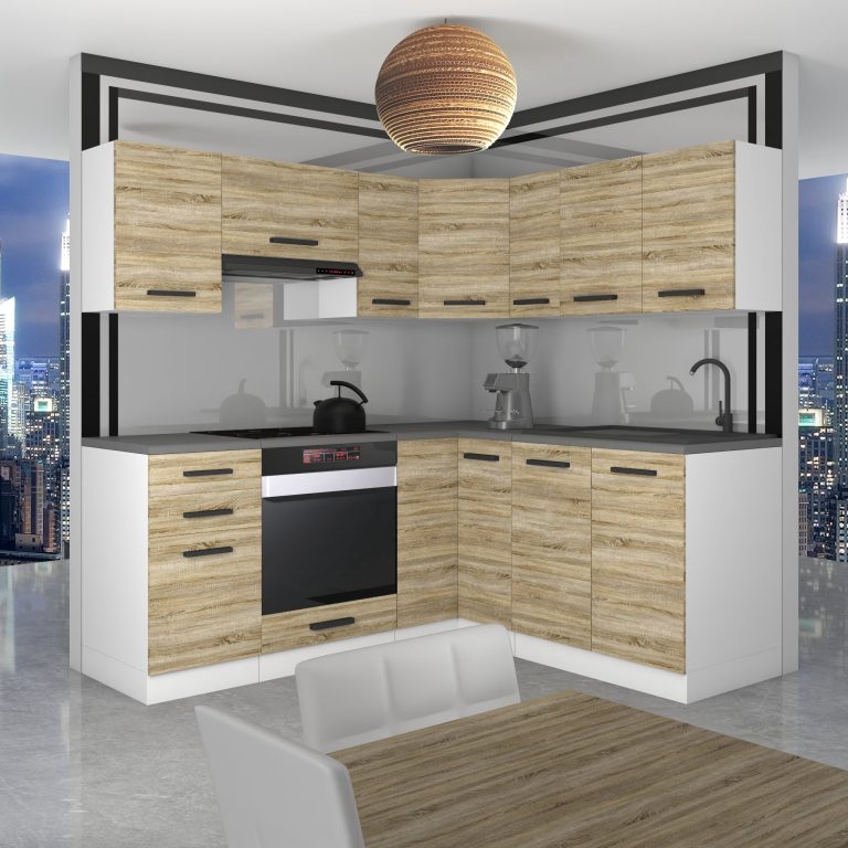Belini cucina Premium 380 cm rovere Sonoma senza piano di lavoro Produttore TOR SARAH/1/WT/DS/0/B1