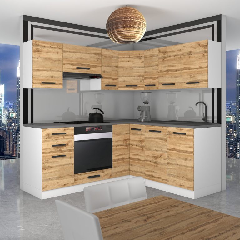 Belini Cucina angolare Premium 360 cm rovere Wotan senza piano di lavoro SARAH Produttore TOR SARAH/1/WT/DW/0/B1