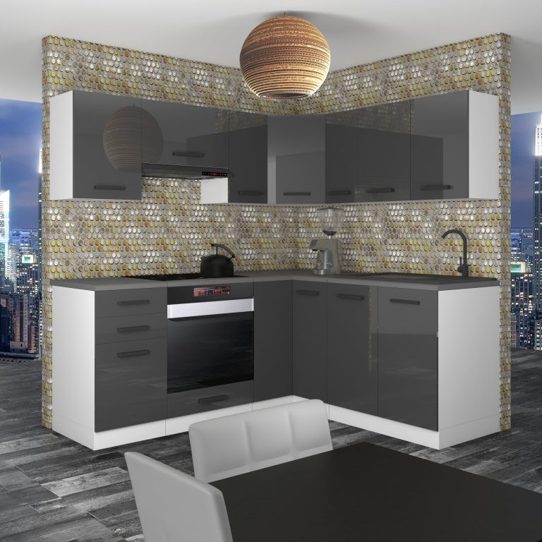Belini Cucina angolare Premium 360 cm grigio opaco senza piano di lavoro SARAH Produttore INF SARAH/1/WT/S/0/B1