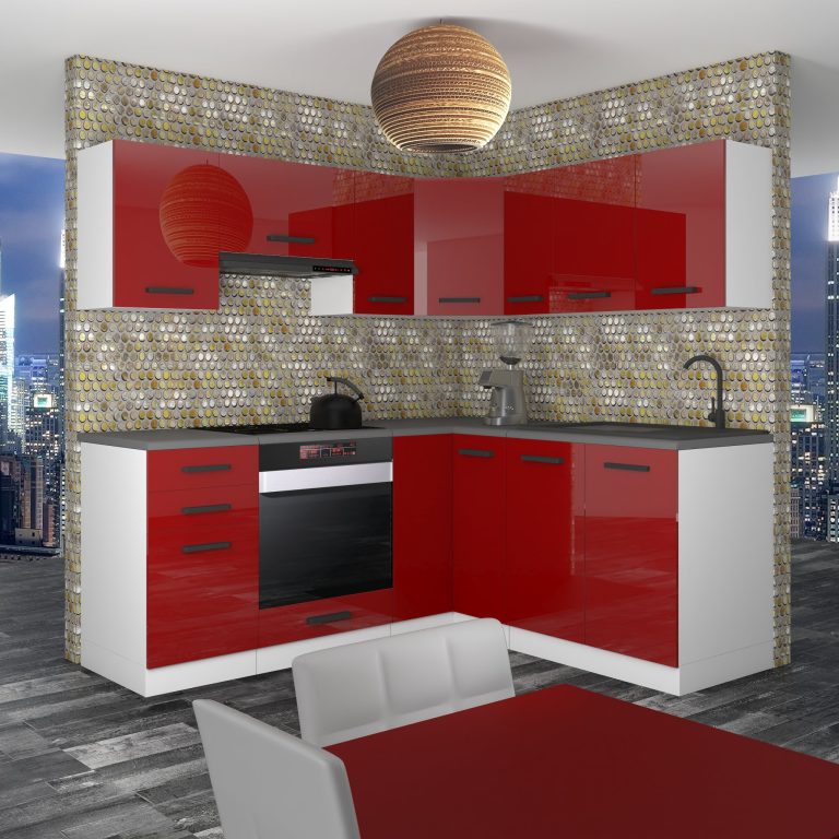 Belini cucina Premium 380 cm rosso lucido senza piano di lavoro Produttore INF SARAH/1/WT/R/0/B1