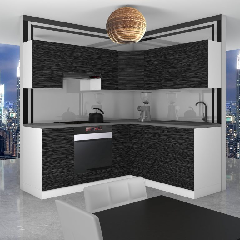 Belini Cucina angolare Premium 360 cm royal ebano con piano di lavoro SARAH Produttore TOR SARAH/1/WT/HK/B/B1