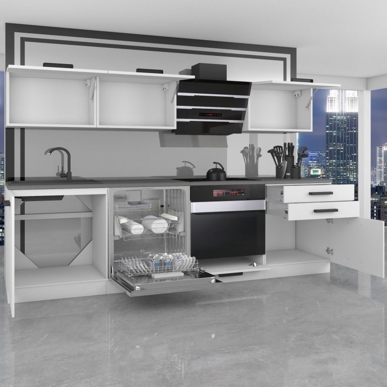 Belini Cucina Premium 240 cm rovere Sonoma con piano di lavoro LINDA Produttore TOR LINDA/0/WT/DS/B/B1