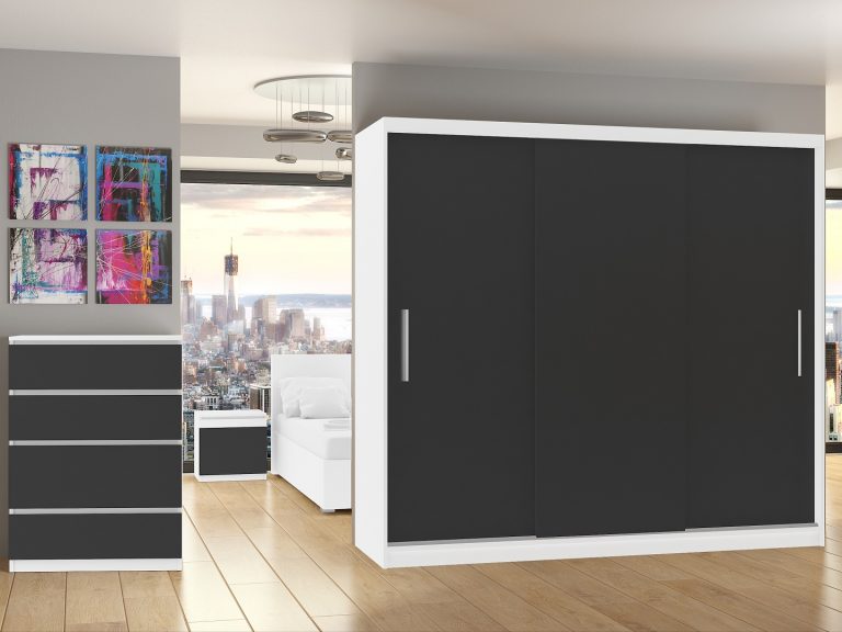 Armadio scorrevole 232 cm nero opaco Produttore SI SZP4/2/1W/3B/0/AL