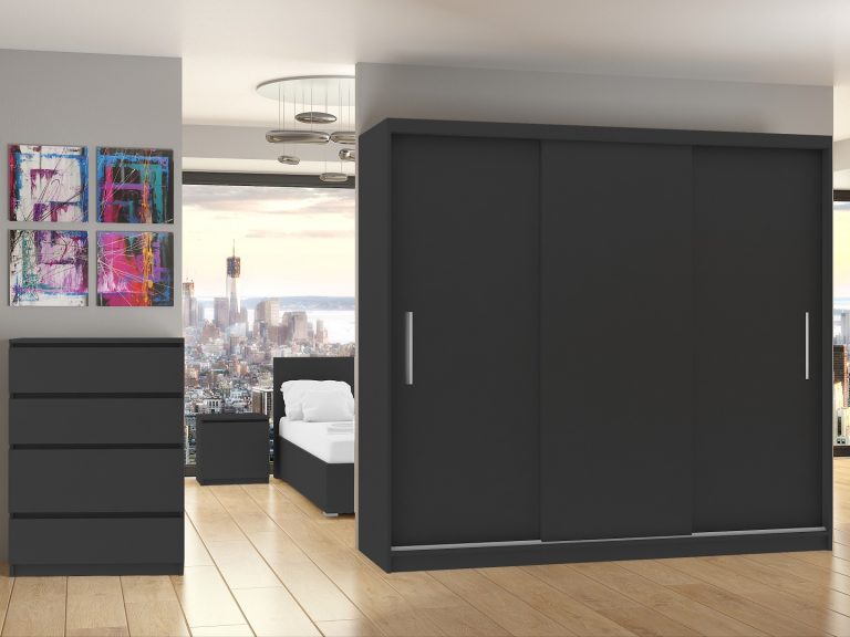 Armadio scorrevole 232 cm nero ebano scuro Produttore SI SZP4/2/1B/3B/0/AL