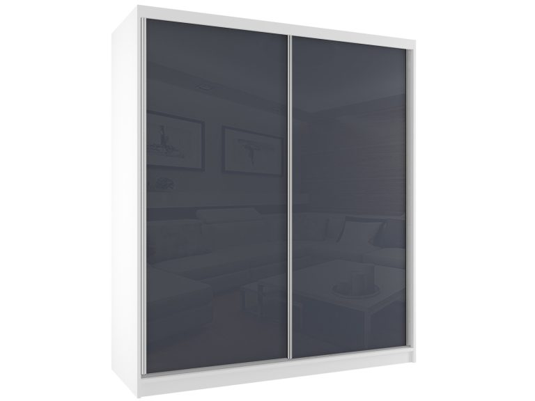 Armadio scorrevole 158 cm grigio acciaio lucido Produttore BM SZP3/2/W/W/S/HI