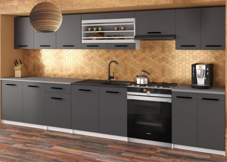 Mobili da cucina 320 cm grigio antracite grafite con piano di lavoro Produttore TOR JULIA/4/WT/SR/0/B1