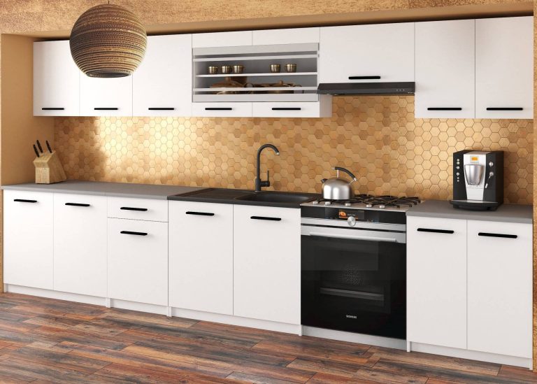Mobili da cucina 320 cm bianchi opachi con piano di lavoro Produttore TOR JULIA/4/WT/WT/0/B1