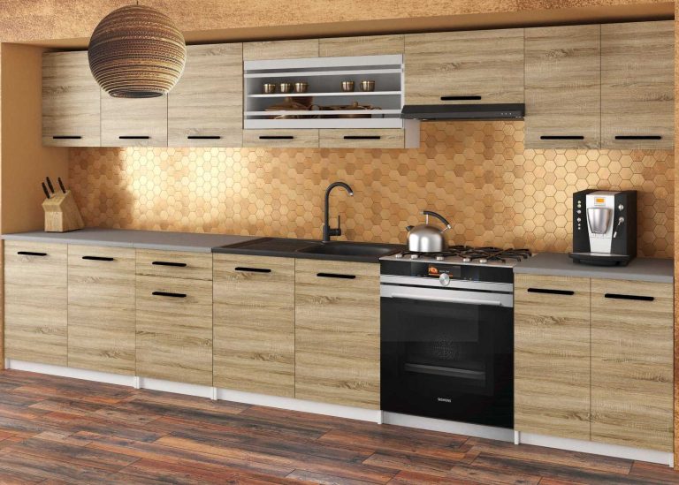 Mobili da cucina 320 cm in rovere Wotan rovere Sonoma senza piano di lavoro Produttore TOR JULIA/3/WT/DS/BB/B1