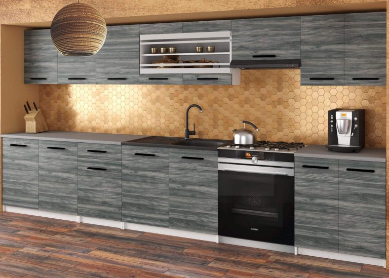 Mobili da cucina 320 cm grigio antracite grafite senza piano di lavoro Produttore TOR JULIA/3/WT/GW1/BB/B1