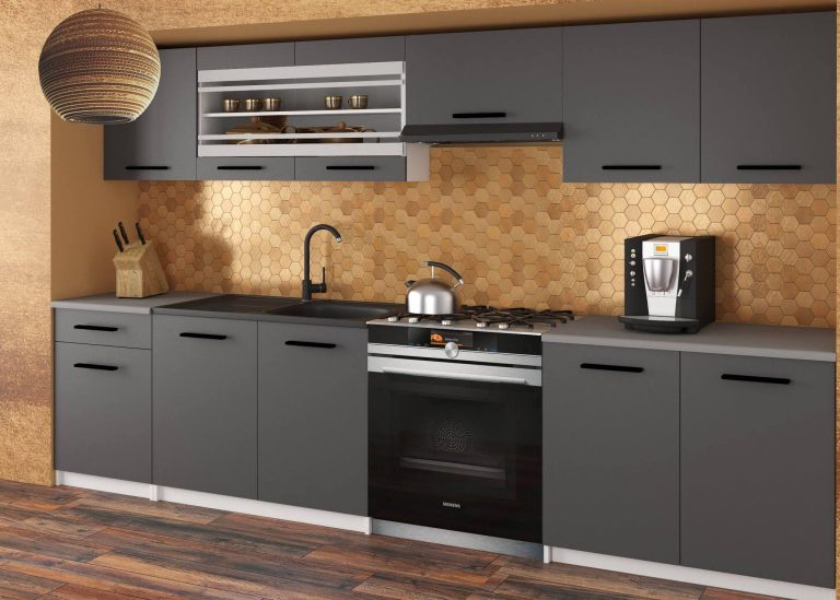 Mobili da cucina 260 cm grigio antracite grafite con piano di lavoro Produttore TOR JUSTYNA/3/WT/SR/0/B1