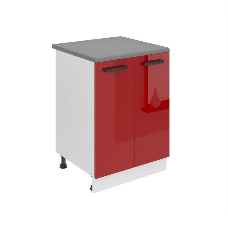 Belini Mobile basso da cucina Premium Versione completa 60 cm rosso lucido con piano di lavoro Produttore INF SD2-60/0/WT/R/B/B1/PP







