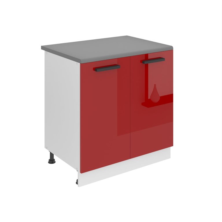 Belini Mobile basso da cucina Premium Versione completa 80 cm rosso lucido con piano di lavoro Produttore INF SD80/0/WT/R/B/B1/PP







