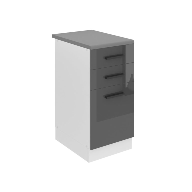 Belini Mobile basso con cassetti Premium Versione completa 40 cm grigio lucido con piano di lavoro Produttore INF SDSZ40/0/WT/S/B/B1/PP






