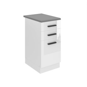 Belini Mobile basso con cassetti Premium Versione completa 40 cm bianco lucido con piano di lavoro Produttore






