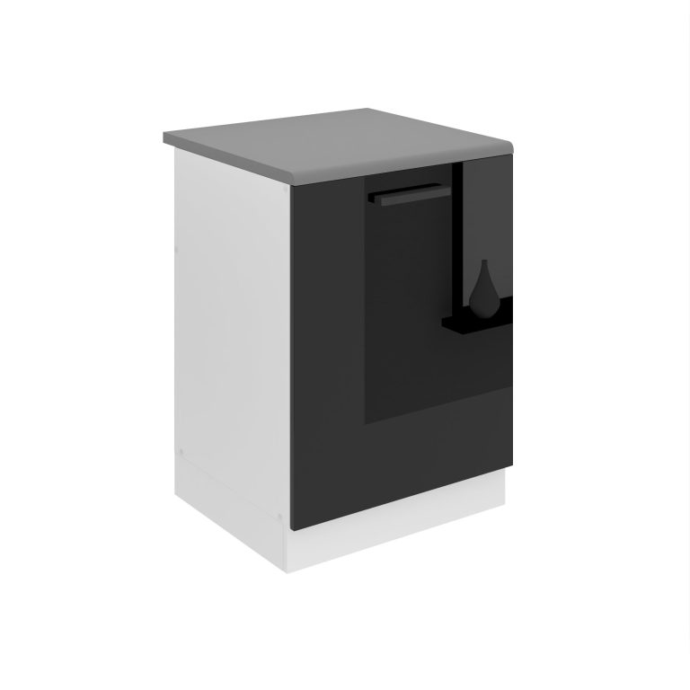 Belini Mobile basso da cucina Belini per lavello Premium Versione completa 60 cm nero lucido con piano di lavoro Produttore INF SDZ60/0/WT/B/B/B1/PP







